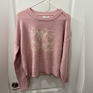 NWT Haute Hippie Blush Sweater with Swan Motif -L